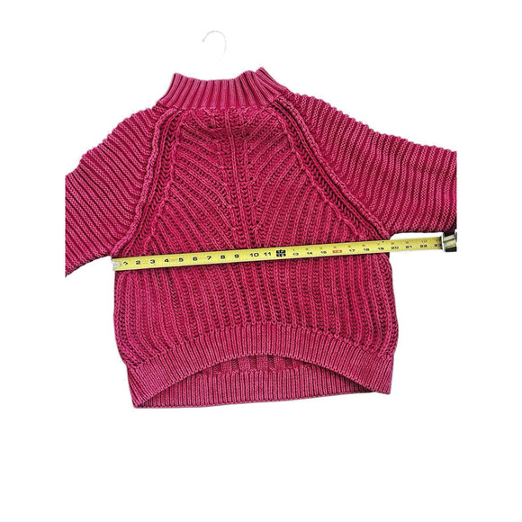 Free People Chunky Knit Sweetheart Mock Neck Sweater Pink Size Medium - Picture 6 of 10